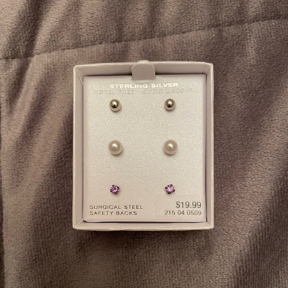 Three pair earring set- sterling silver - Picture 1 of 4